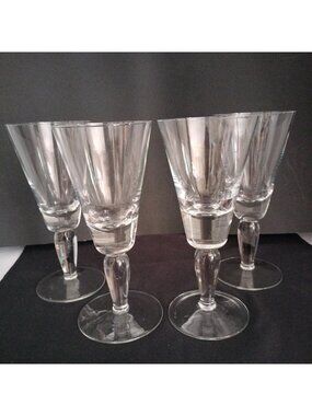 Krosno Crystall Clear Thick Stem Hand Blown Water Goblet 8 3/8" Set Of 4 New